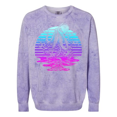 Sunrise Octopus Vaporwave Colorblast Crewneck Sweatshirt