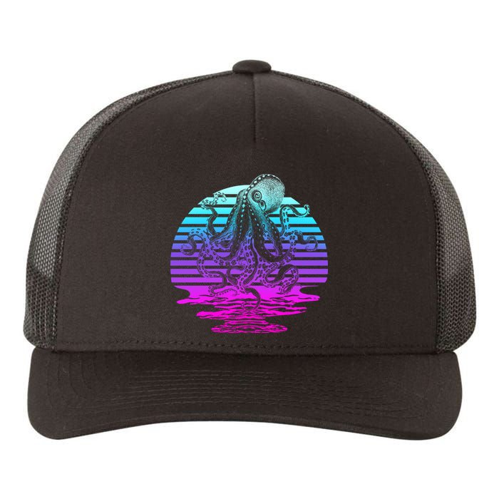 Sunrise Octopus Vaporwave Yupoong Adult 5-Panel Trucker Hat