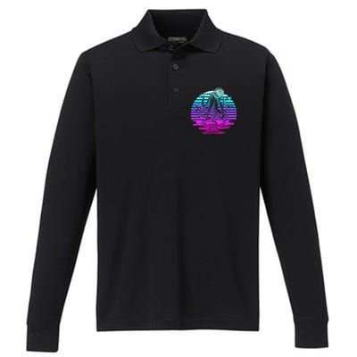 Sunrise Octopus Vaporwave Performance Long Sleeve Polo