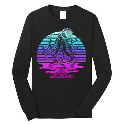 Sunrise Octopus Vaporwave Long Sleeve Shirt