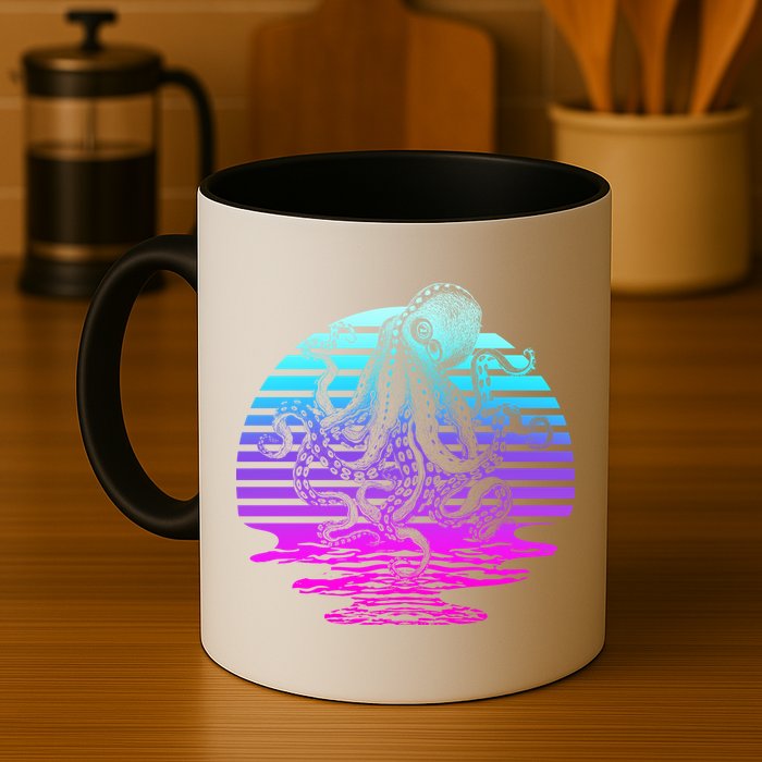 Sunrise Octopus Vaporwave Mug