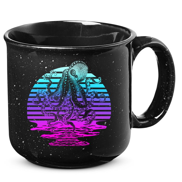 Sunrise Octopus Vaporwave 15oz Campfire Ceramic Mug
