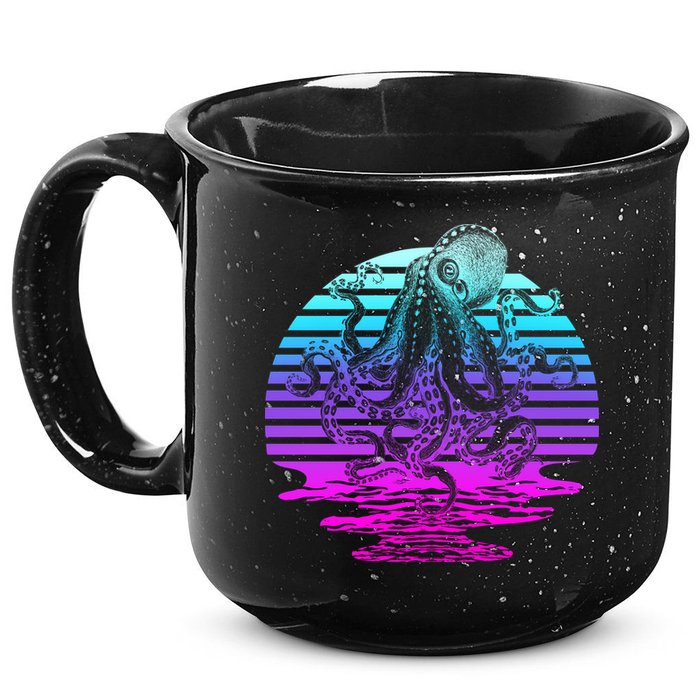 Sunrise Octopus Vaporwave 15oz Campfire Ceramic Mug