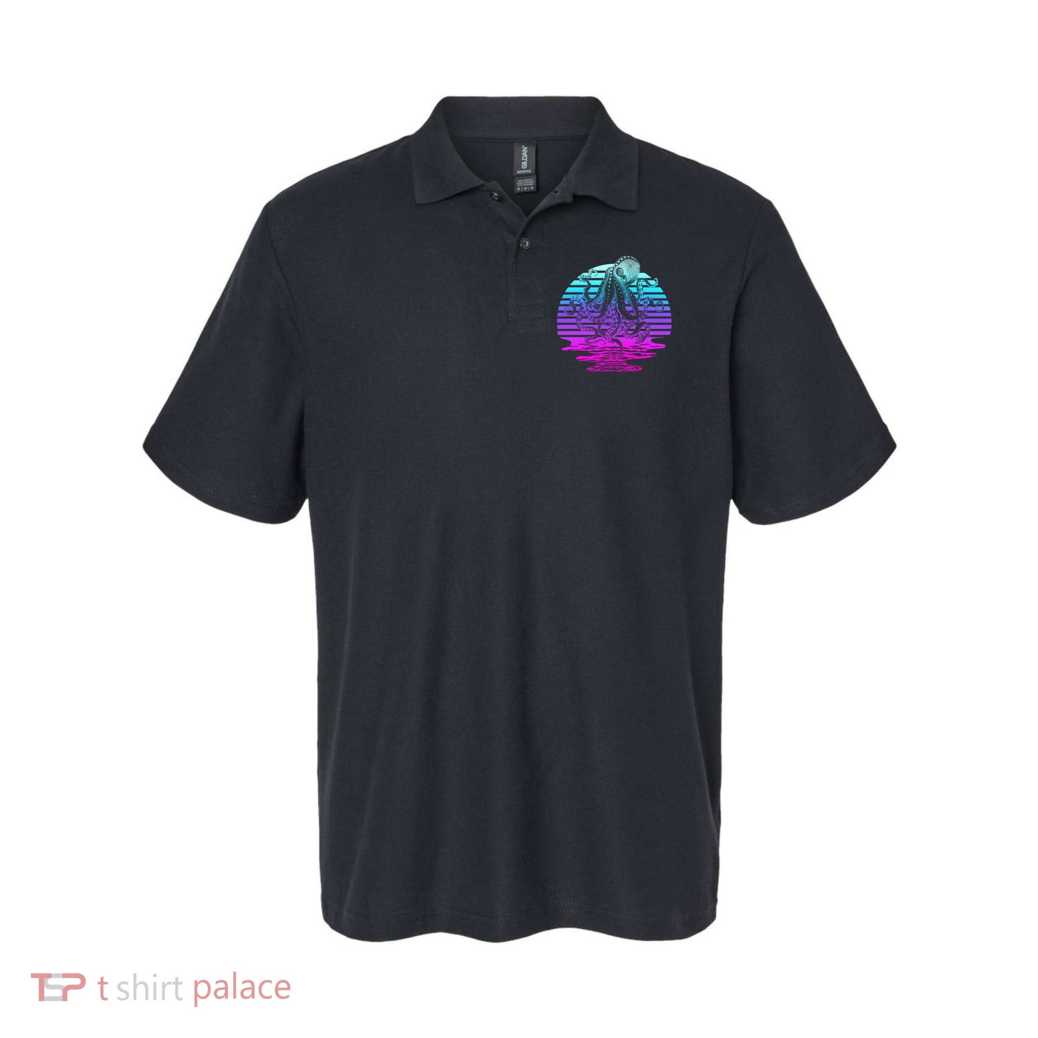Sunrise Octopus Vaporwave Polo