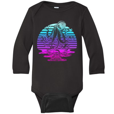 Sunrise Octopus Vaporwave Baby Long Sleeve Bodysuit