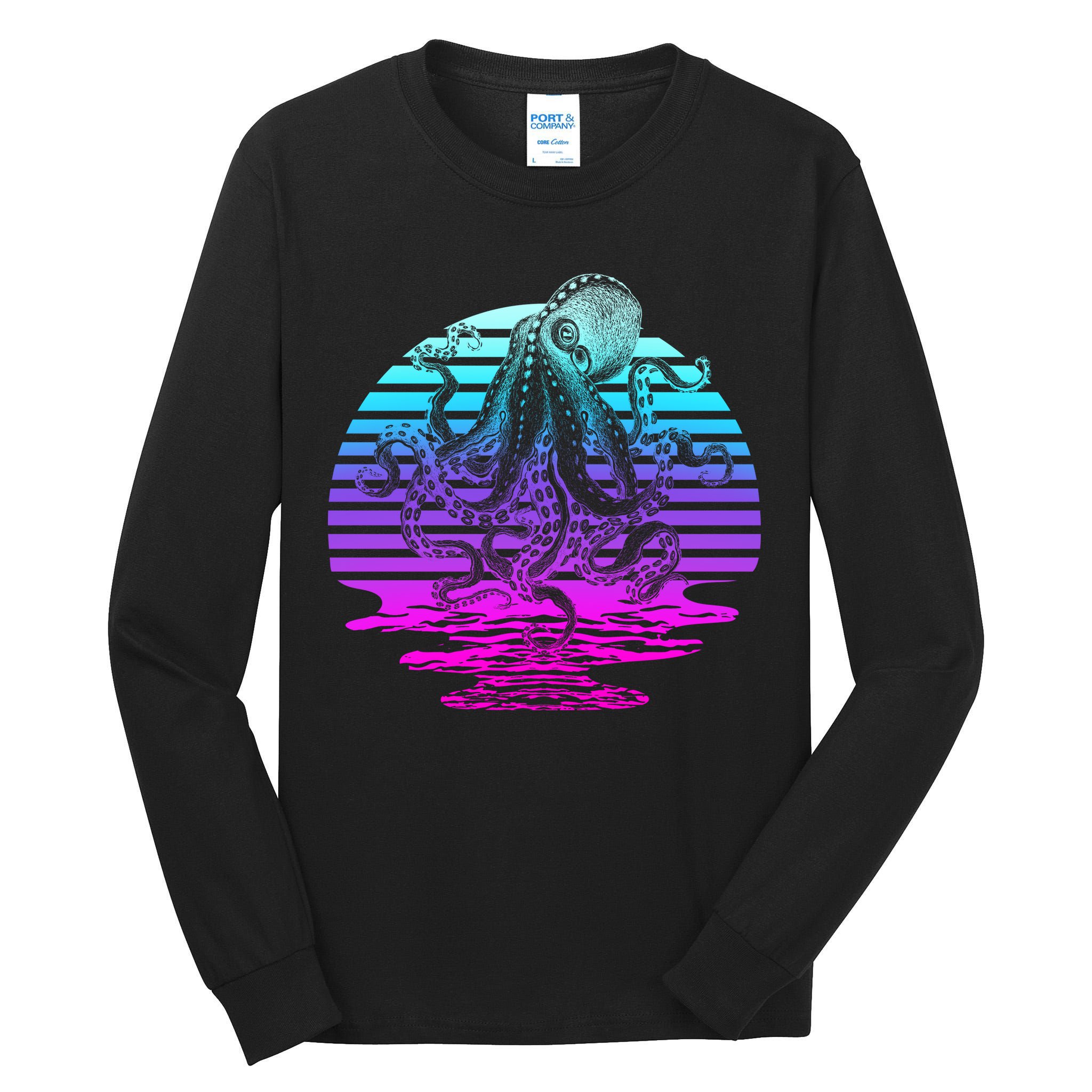 Sunrise Octopus Vaporwave Tall Long Sleeve T-Shirt