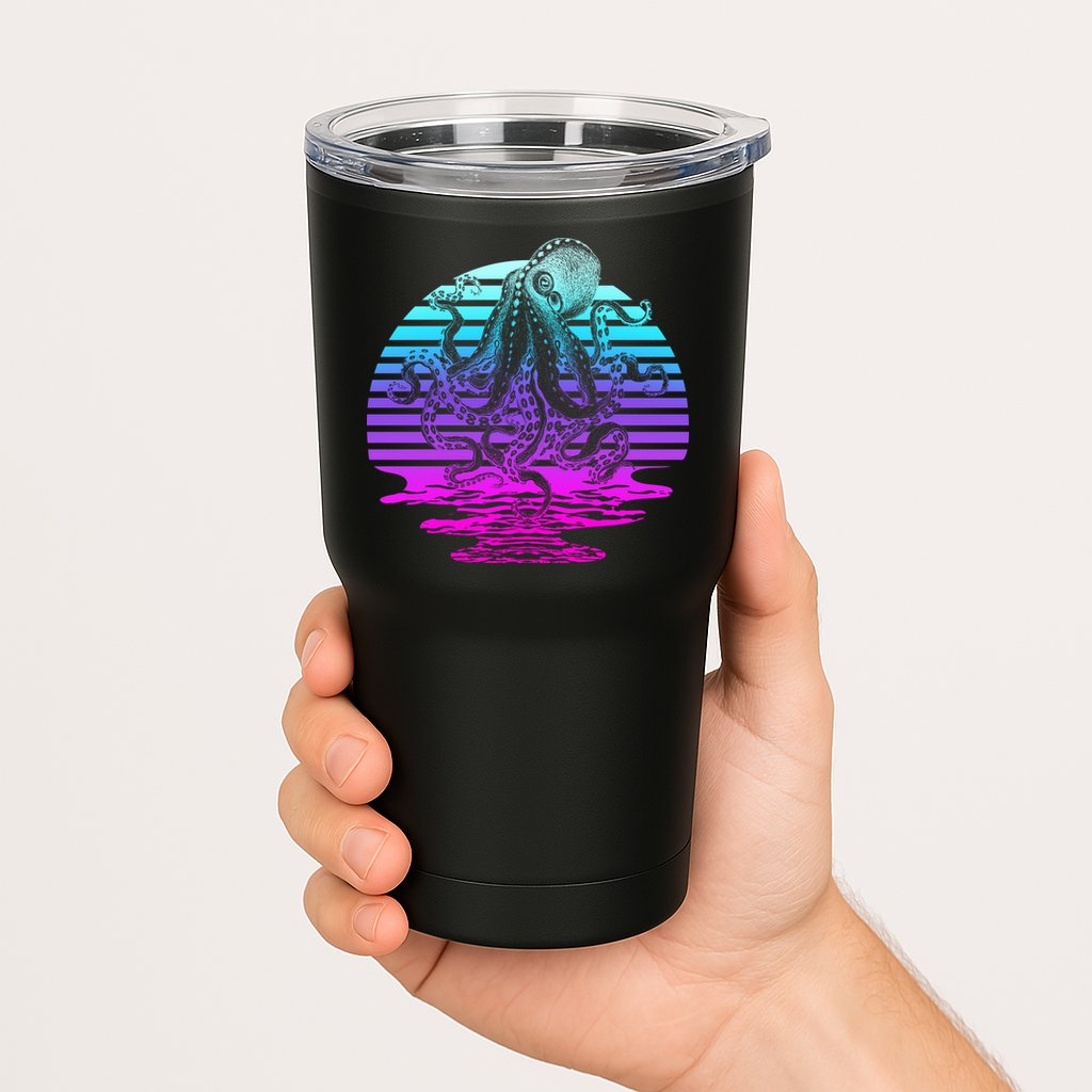 Sunrise Octopus Vaporwave Tumbler