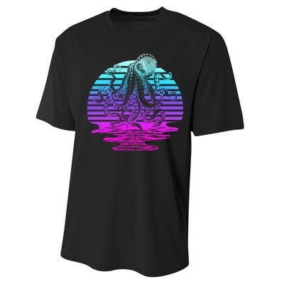 Sunrise Octopus Vaporwave Performance Sprint T-Shirt