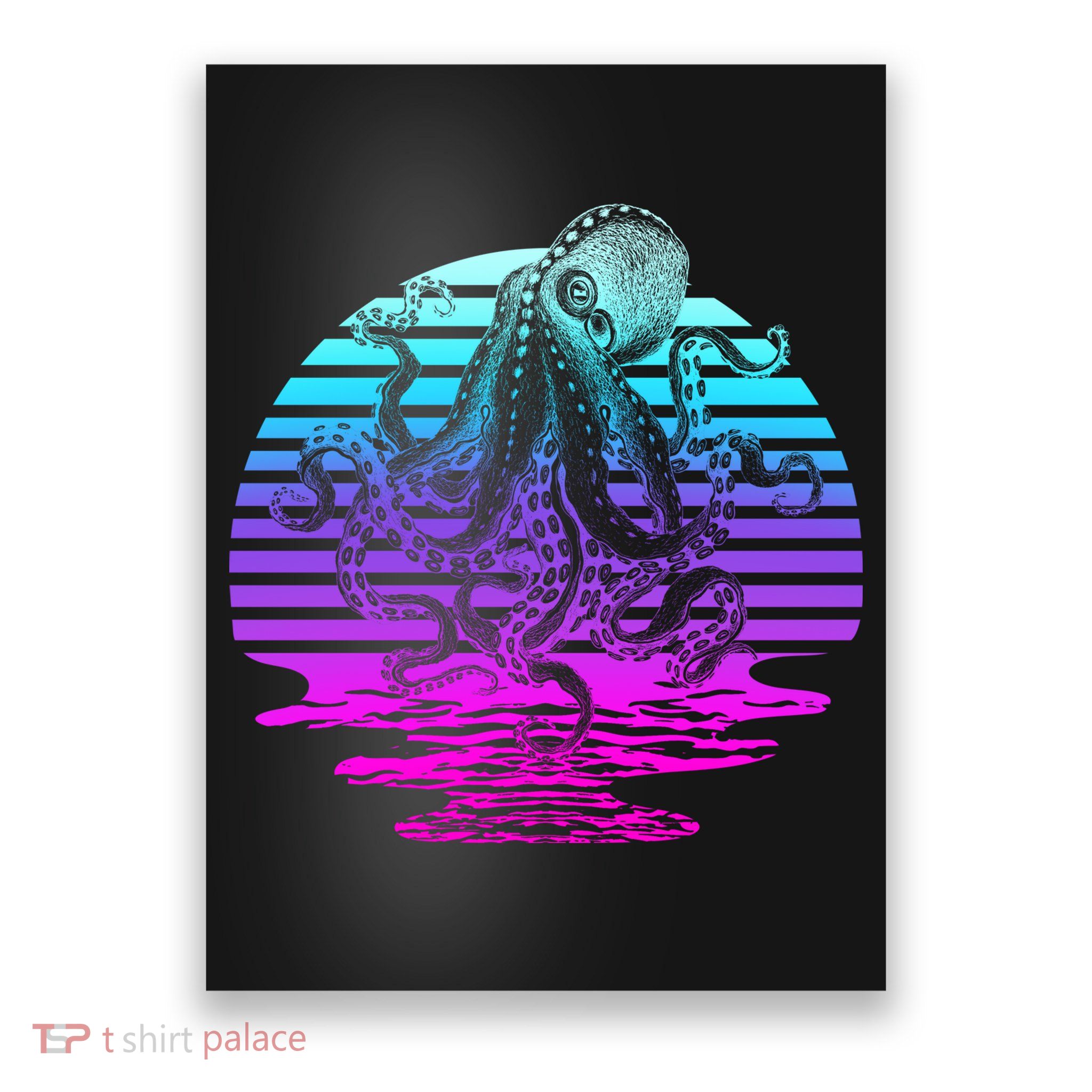 Sunrise Octopus Vaporwave Poster