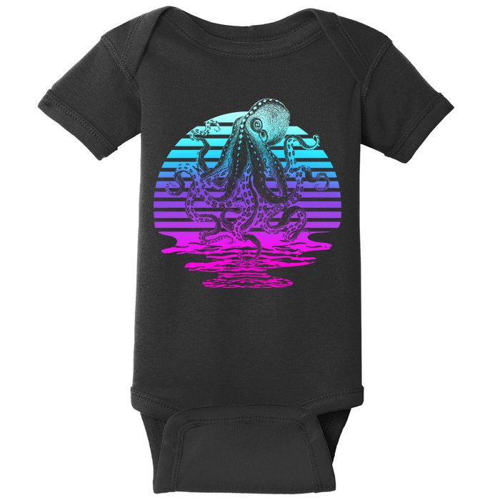 Sunrise Octopus Vaporwave Baby Bodysuit