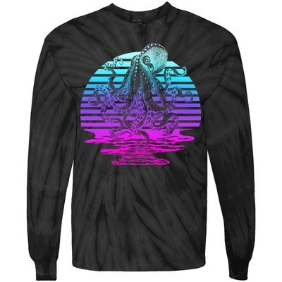 Sunrise Octopus Vaporwave Tie-Dye Long Sleeve Shirt