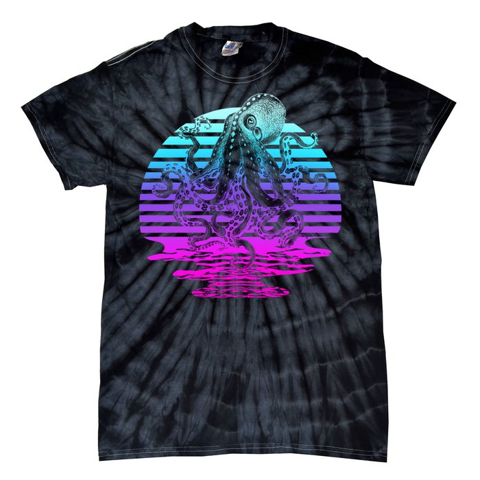 Sunrise Octopus Vaporwave Tie-Dye T-Shirt