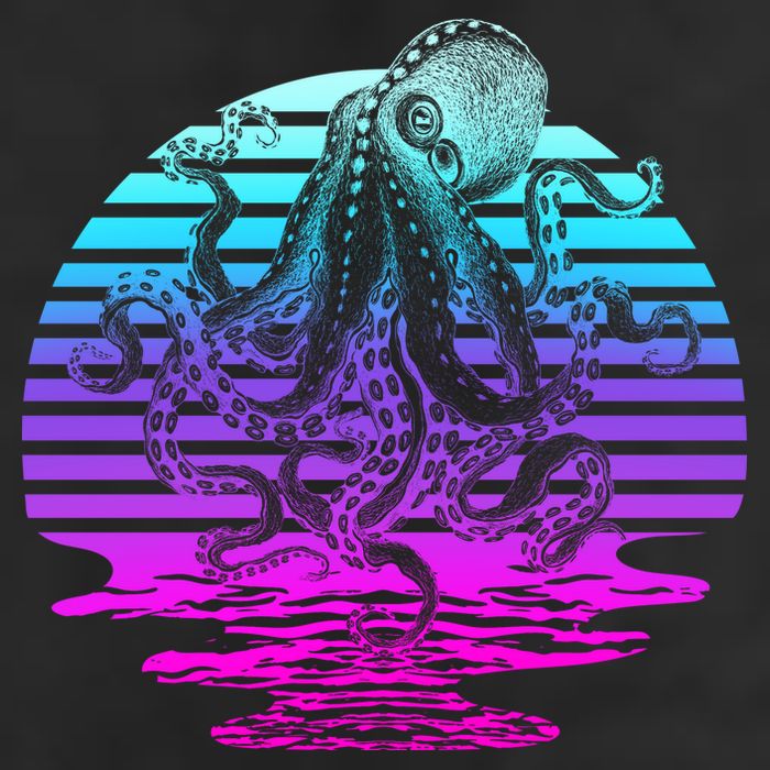 Sunrise Octopus Vaporwave Trucker Hat