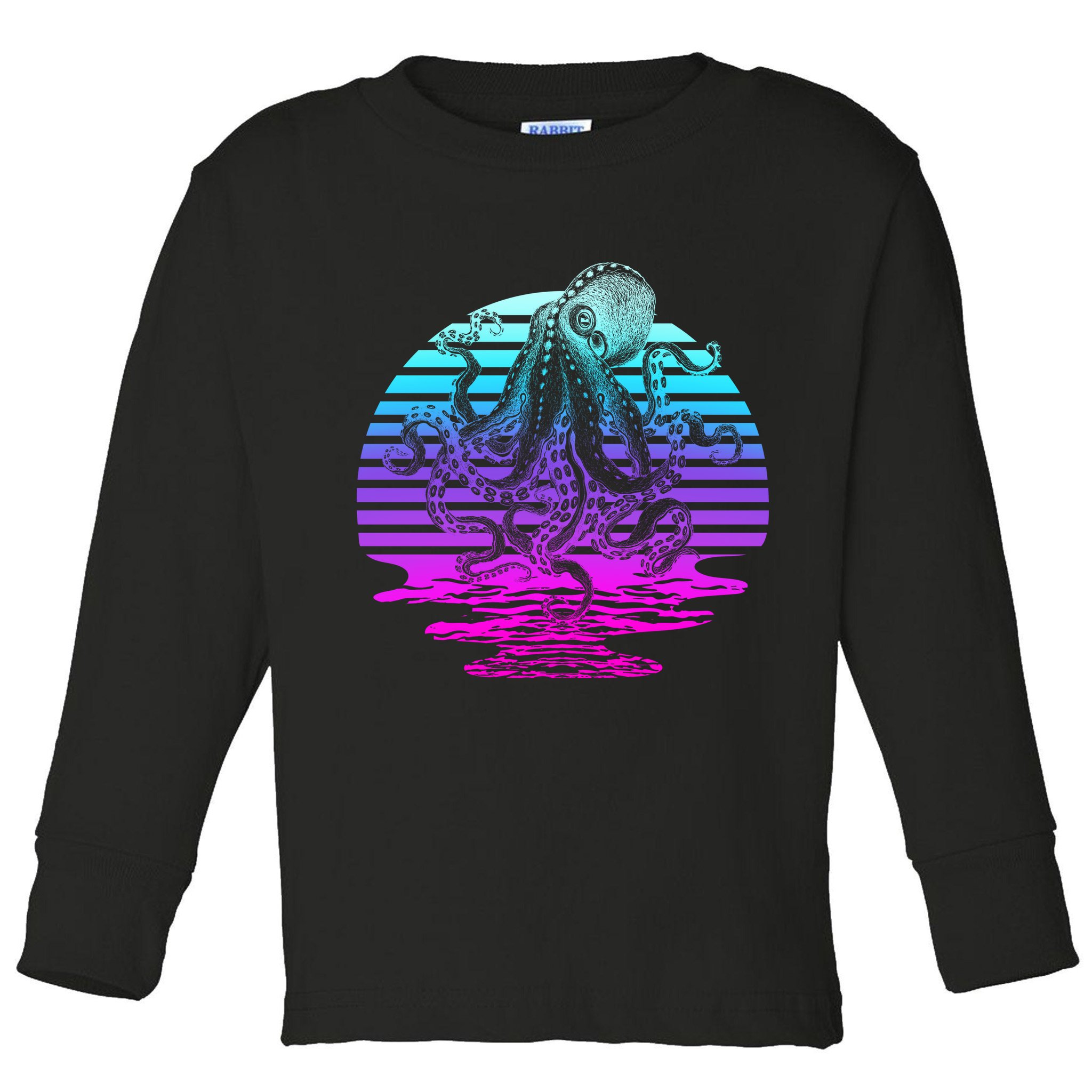 Sunrise Octopus Vaporwave Toddler Long Sleeve Shirt