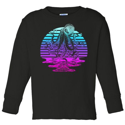 Sunrise Octopus Vaporwave Toddler Long Sleeve Shirt