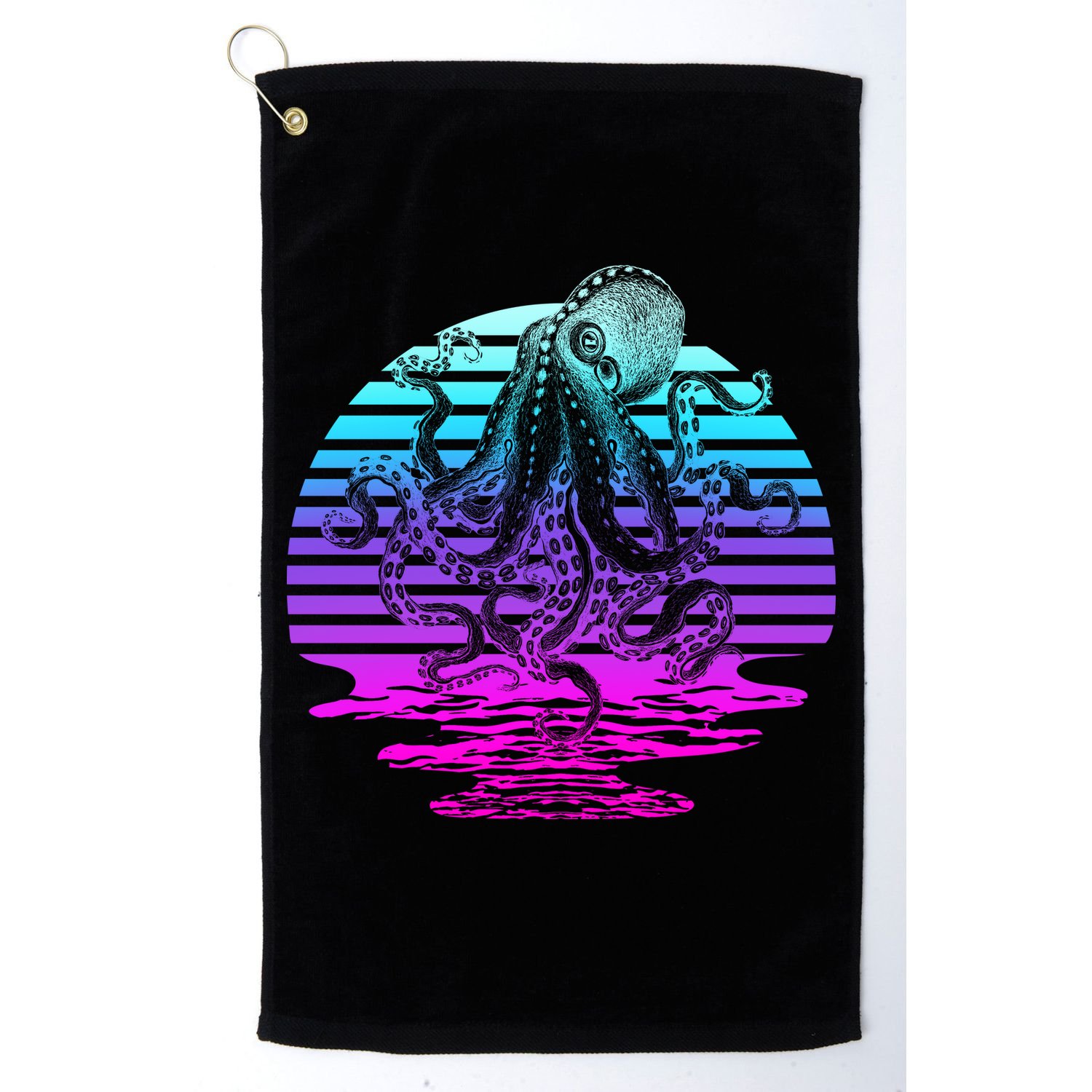 Sunrise Octopus Vaporwave Golf Towel