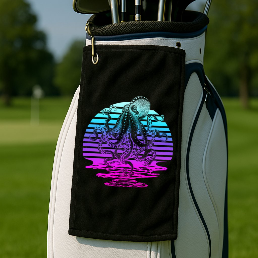 Sunrise Octopus Vaporwave Golf Towel