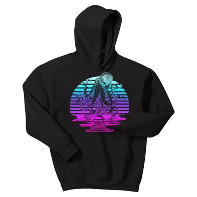 Sunrise Octopus Vaporwave Kids Hoodie