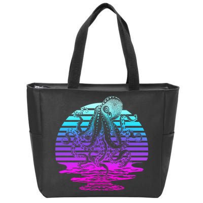 Sunrise Octopus Vaporwave Zip Tote Bag