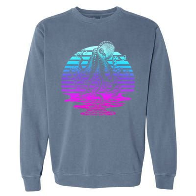 Sunrise Octopus Vaporwave Garment-Dyed Sweatshirt