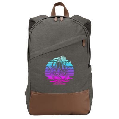 Sunrise Octopus Vaporwave Cotton Canvas Backpack