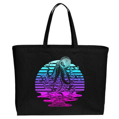 Sunrise Octopus Vaporwave Cotton Canvas Jumbo Tote