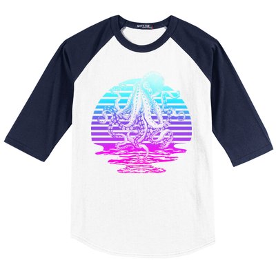 Sunrise Octopus Vaporwave Baseball Sleeve Shirt