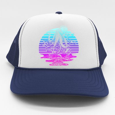 Sunrise Octopus Vaporwave Trucker Hat