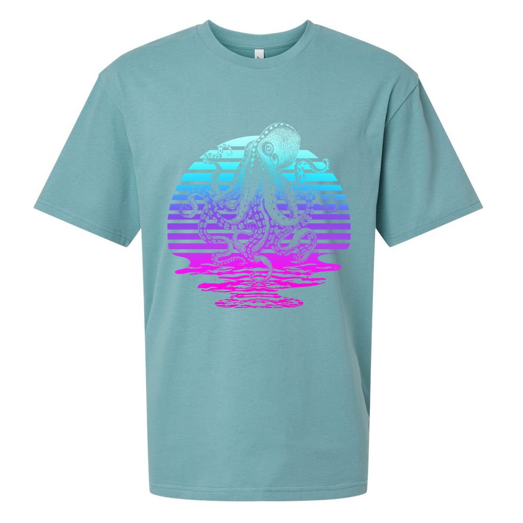 Sunrise Octopus Vaporwave Sueded Cloud Jersey T-Shirt