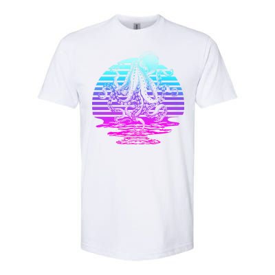 Sunrise Octopus Vaporwave Softstyle CVC T-Shirt