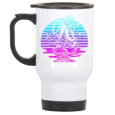 Sunrise Octopus Vaporwave Stainless Steel Travel Mug