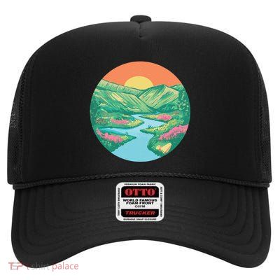 Sunrise Painting High Crown Mesh Back Trucker Hat