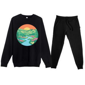 Sunrise Painting Premium Crewneck Sweatsuit Set