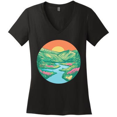 Sunrise Painting Women's V-Neck T-Shirt