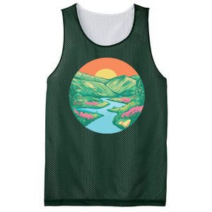 Sunrise Painting Mesh Reversible Basketball Jersey Tank