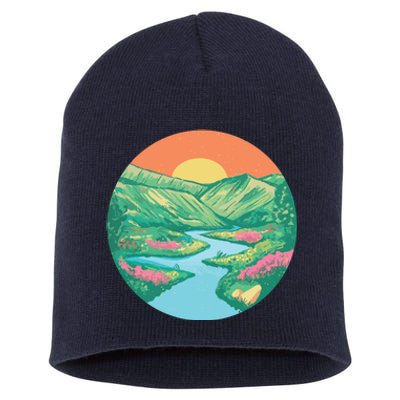 Sunrise Painting Short Acrylic Beanie