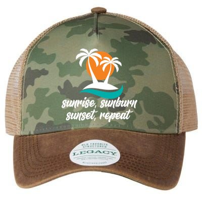 Sunrise Sunburn Sunset Repeat Palm Tree Legacy Tie Dye Trucker Hat