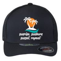 Sunrise Sunburn Sunset Repeat Palm Tree Flexfit Unipanel Trucker Cap