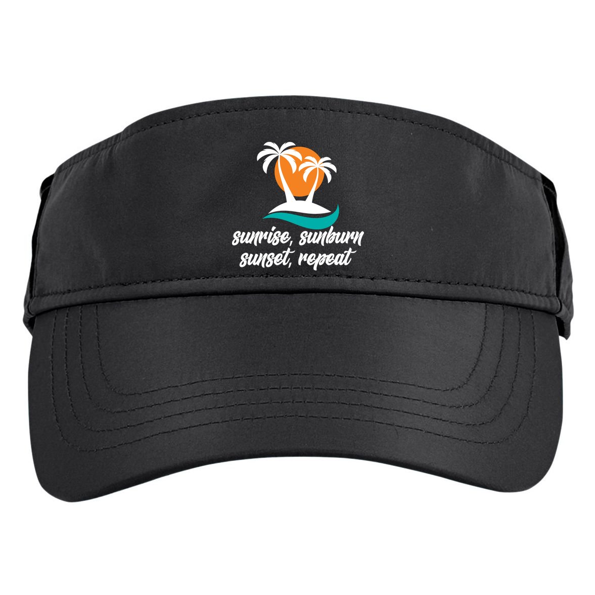 Sunrise Sunburn Sunset Repeat Palm Tree Adult Drive Performance Visor