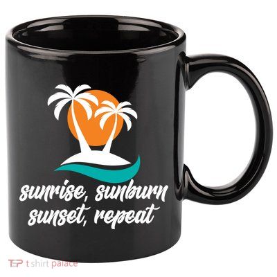 Sunrise Sunburn Sunset Repeat Palm Tree 11oz C Handle Ceramic Mug