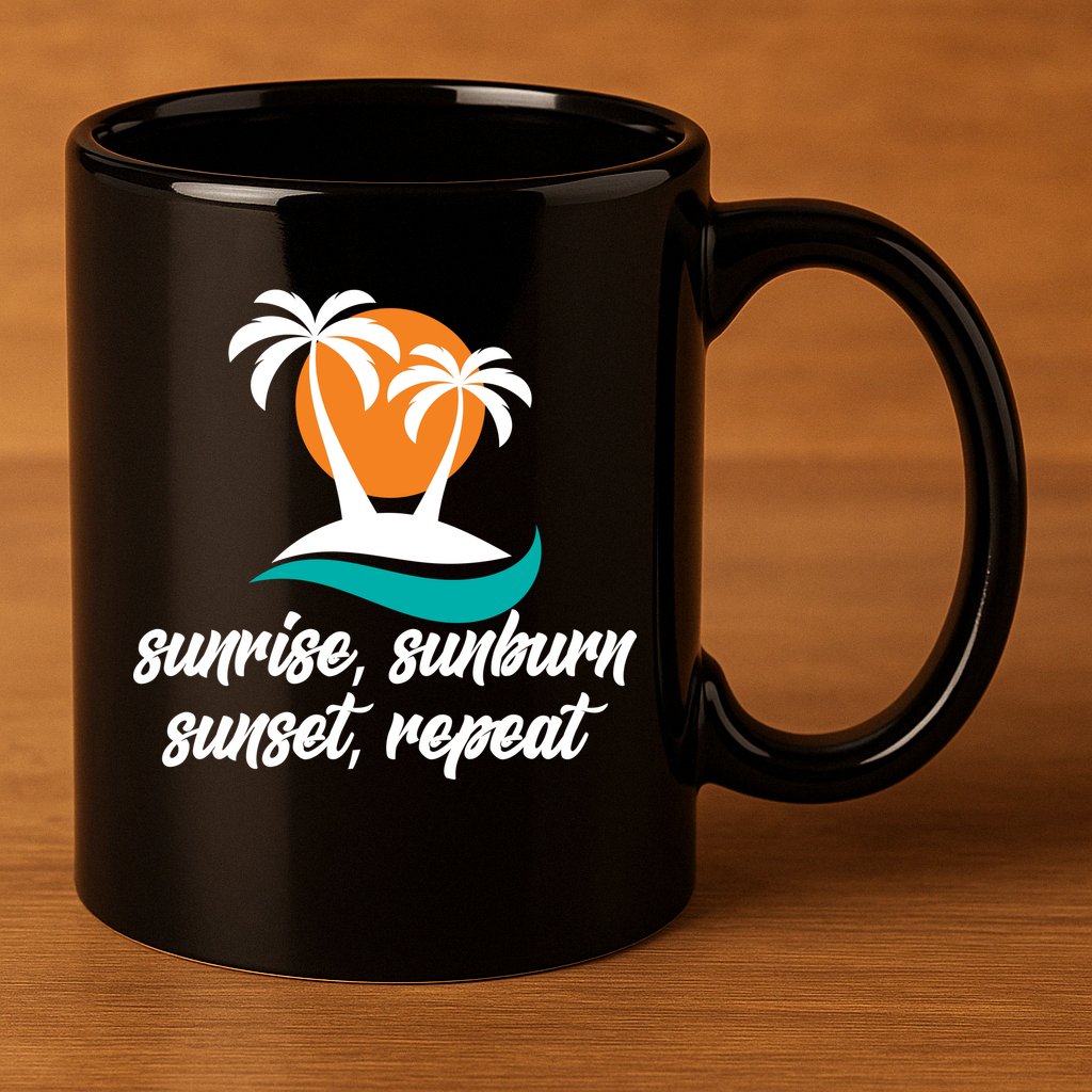 Sunrise Sunburn Sunset Repeat Palm Tree 11oz C Handle Ceramic Mug