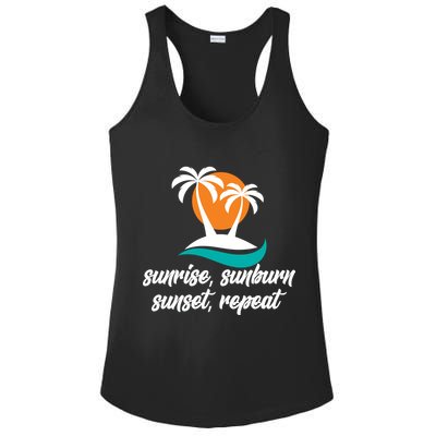 Sunrise Sunburn Sunset Repeat Palm Tree Ladies PosiCharge Competitor Racerback Tank