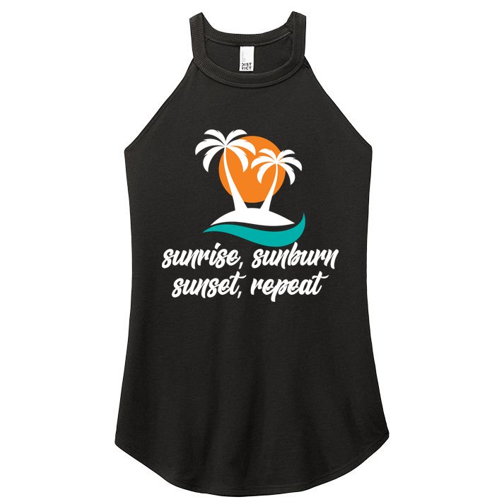Sunrise Sunburn Sunset Repeat Palm Tree Women's Perfect Tri Rocker Tank