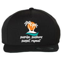 Sunrise Sunburn Sunset Repeat Palm Tree Wool Snapback Cap