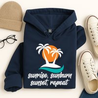 Sunrise Sunburn Sunset Repeat Palm Tree Hoodie