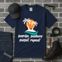 Sunrise Sunburn Sunset Repeat Palm Tree Tall T-Shirt