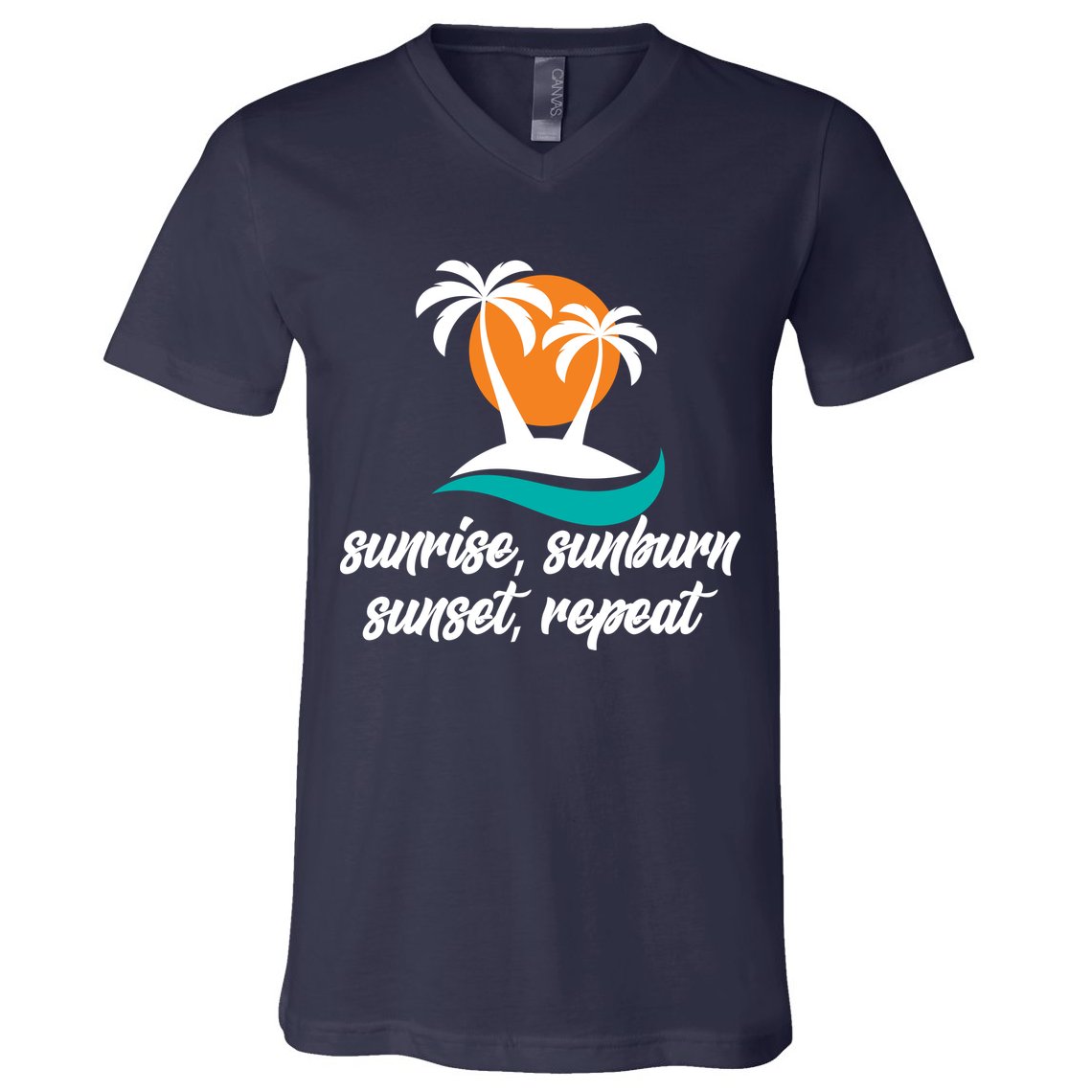 Sunrise Sunburn Sunset Repeat Palm Tree V-Neck T-Shirt
