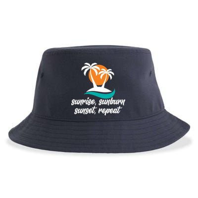Sunrise Sunburn Sunset Repeat Palm Tree Sustainable Bucket Hat