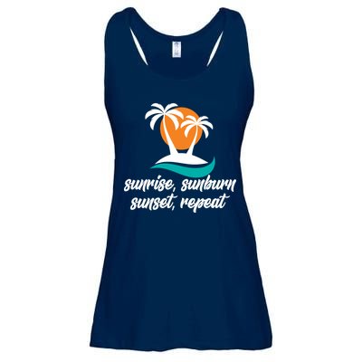Sunrise Sunburn Sunset Repeat Palm Tree Ladies Essential Flowy Tank