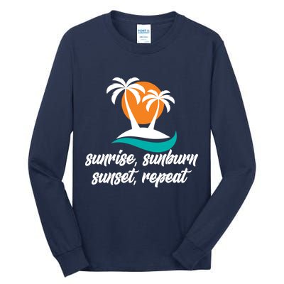 Sunrise Sunburn Sunset Repeat Palm Tree Tall Long Sleeve T-Shirt